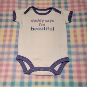 CARTER'S ♡ Adorable Purple Trim "DADDY SAYS I'M BEAUTIFUL" Bodysuit Onesie NB